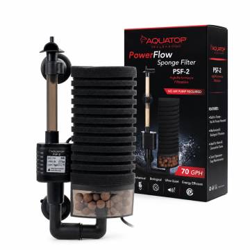 Aquatop PowerFlow Internal Sponge Filter 2 – for Medium Aquariums, 70 GPH